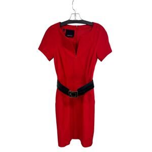 Carlisle Short Sleeve Zip Up Neckline Red Dress Womens 0 AS IS